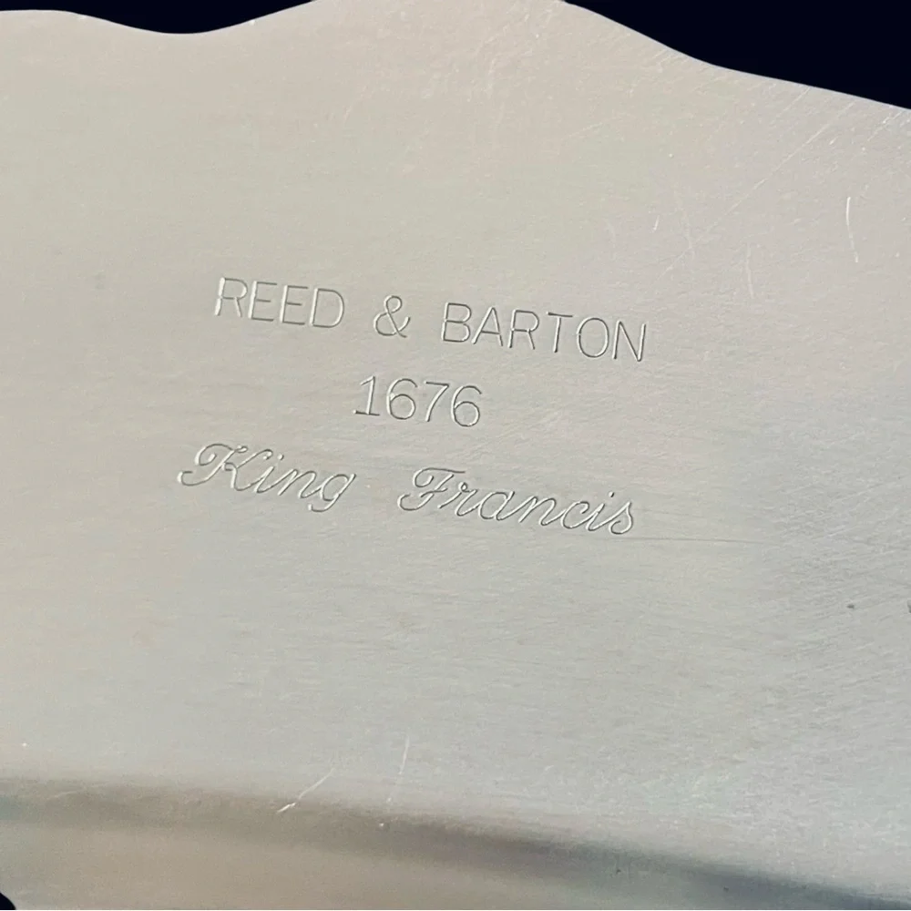 VINTAGE REED & BARTON KING FRANCIS 1676 PATTERN 19" SILVER PLATE. OVAL PLATTER - Picture 9 of 13